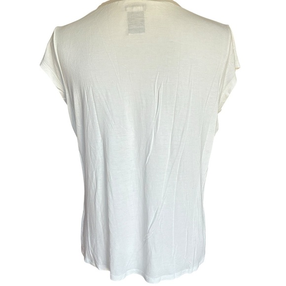 L.K.Bennett V-Neck Cap Sleeve Gathered Shoulder Top White XL - Picture 3 of 9